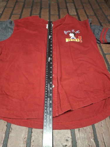 2001 Betty Boop Born To Be Bad Motorcycle Baseball Jersey Button Up Shirt Y2K - Bild 4 von 6