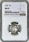 1937 BUFFALO NICKEL NGC MS67 GREAT EYE APPEAL