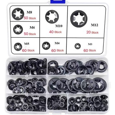 340-tlg Innenzahn Starlock Sicherungsscheiben Set Klemmscheiben Sortiment M3-M12