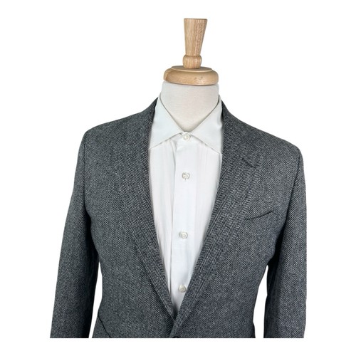 J.Crew Ludlow Gray Black Herringbone Wool Blend Moon Blazer Size 38S - Picture 2 of 8