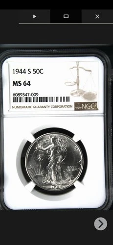 1944-S Walking Liberty Silver Half Dollar 50C NGC MS64