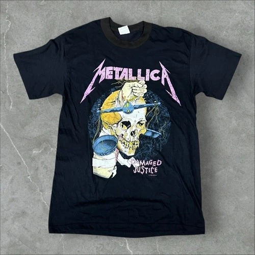 Metallica Shirt Mens Large Black Metal Band Dam 1980s vintage concert t-shirt, vintage, size L, single stitch, B+ condition