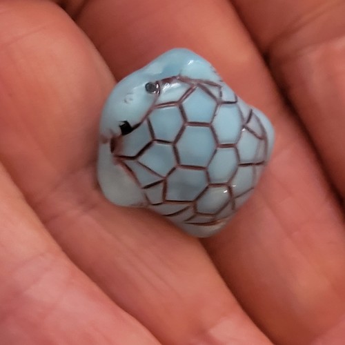 Vintage moonglow Czech glass turtle shank button turquoise 5/8" w x 3/4" high