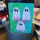 ACEO by Emily Meinert miniature ghost painting on cartoon halloween art small  — photo 2