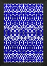 Blue Moroccan Fabric Framed Wall Art Poster Canvas Print Picture