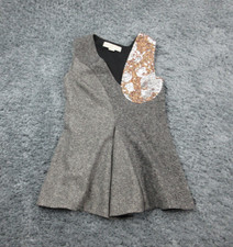 Stella McCartney Dress Womens Small Metallic Sleeveless Asymmetrical Sequin Mode