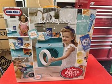 Little Tikes Retro 50s Washer Dryer 7pc Play Laundry Realistic Sounds Tumbling