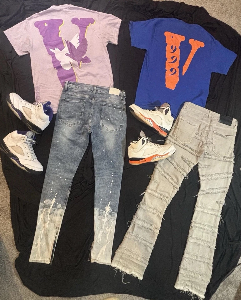 VLONE | VALABASAS | KDNK | AIR JORDAN 5 ( Men’s T-Shirt, Jeans & Shoes SET 2x ) - Image 2 of 4