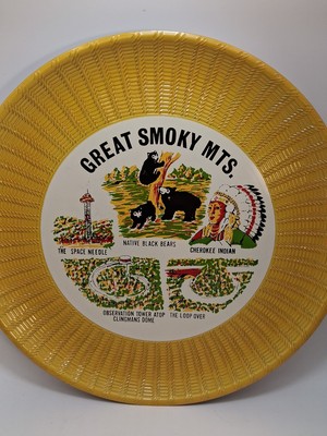 Vintage Great Smoky Mts Tray Cherokee Indian The Loop Over