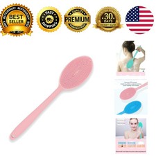 Loofah Exfoliating Body Scrubber Silicone Shower Brush Bath Sponge Pink 2 in 1