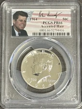 1964 Silver Proof Accented Hair Kennedy Half Dollar PCGS PR66 Portrait Label