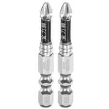 2pcs PH2 Phillips Screwdrivers Bit 1/4" Hex Shank 2" Long Magnetic Black