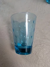 6 Vintage Hazel Atlas Capri Dots Juice Glasses  Turquoise Blue 