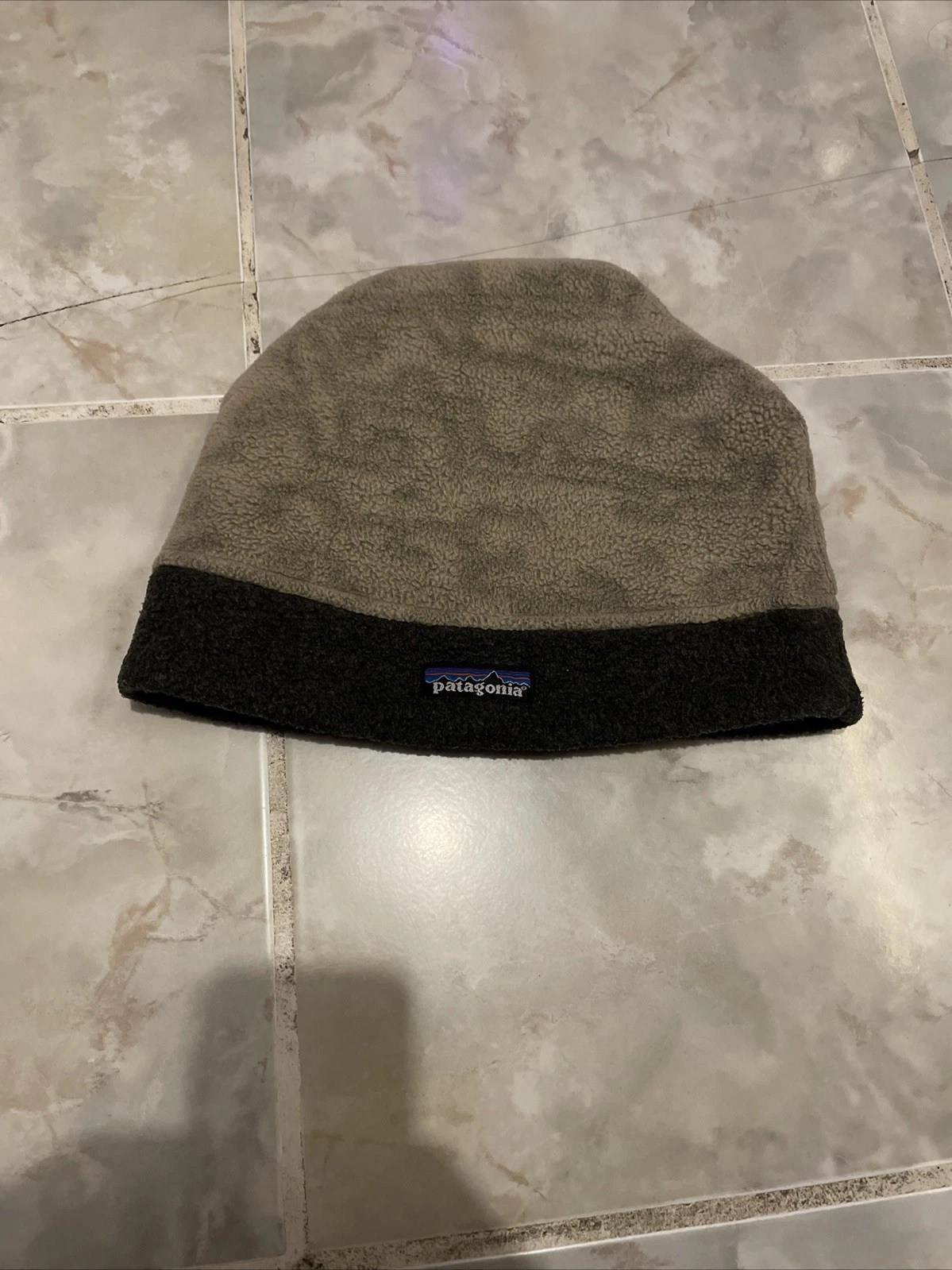 VTG 90s Y2K Patagonia Men's One Size Fleece Beanie Cap Black Tan Camouflage