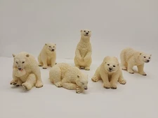 6 PC Rare Westland Polar Bear Collection Mini Figurines Christmas Winter Holiday