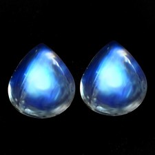 2.06 Ct [2 Pcs Pair] IF Wonderful Pear 6.6 x 6.2 MM 100% Natural Blue Moonstone