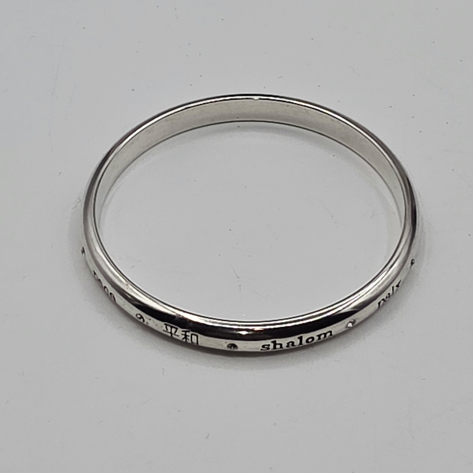 Brighton Peace Multi  Languages Silver Bangle Eng… - image 7
