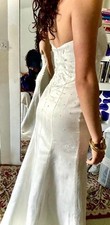 Ivory Satin Strapless Sleeveless Mermaid Wedding Dress with Beading Embroidery