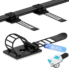 Adjustable 3M Adhesive Cable Management Clips 50Pcs, Large self Adhesive Cable T