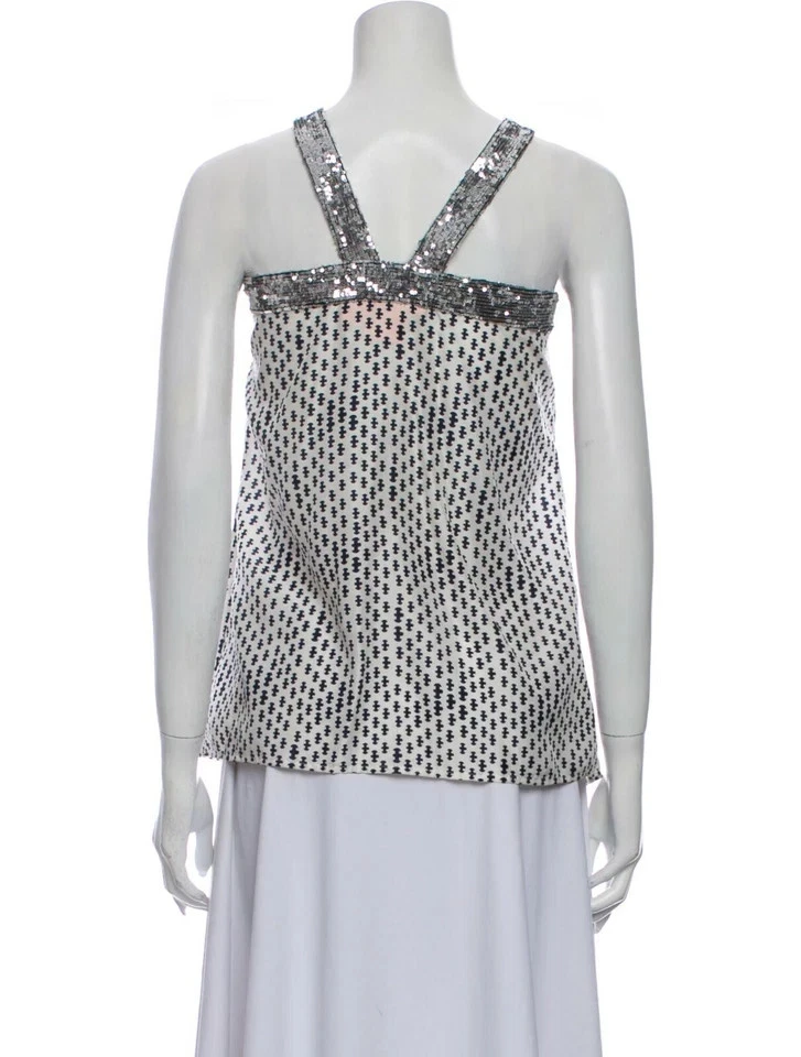 Tory Burch Silk and Sequin Bow Halter Top Size 6 Women's Tank - Image 3 of 3
