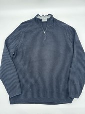 Tommy Bahama Sweater Mens L Long Sleeve Pullover 1/4 Zip Faded Black Cotton