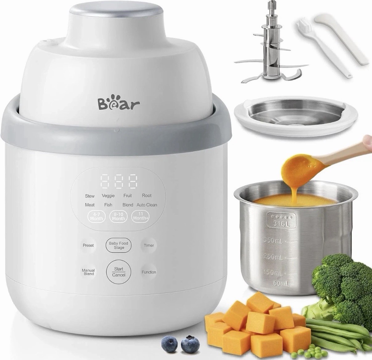 Bear NutriEase AllStage Stainless Steel Baby Food Maker Stea