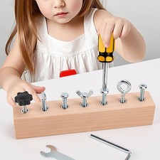 New Montessori Screwdriver Board Set, Wooden Educational Toy Tool for 3 4 5 Year