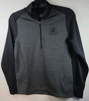 NikeGolf Dri-Fit  Women Size Large Black Half Zip Pullover Jacket Speedway Logo