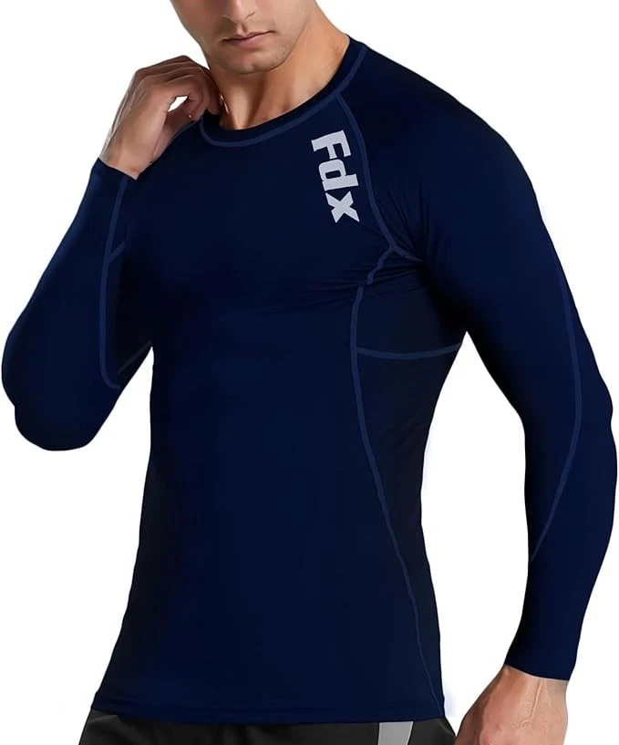 Mens Compression Armour Base Layer Top Long Sleeve Thermal Gym Sports Shirts UK - Image 4 of 4