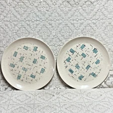 Metlox Vernonware Heavenly Days Dinner Plates 10" MCM Retro Atomic USA  Set of 2
