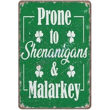 t Patricks Day Shenanigans Metal Sign Humorous Retro Home Wall Hanging Decor