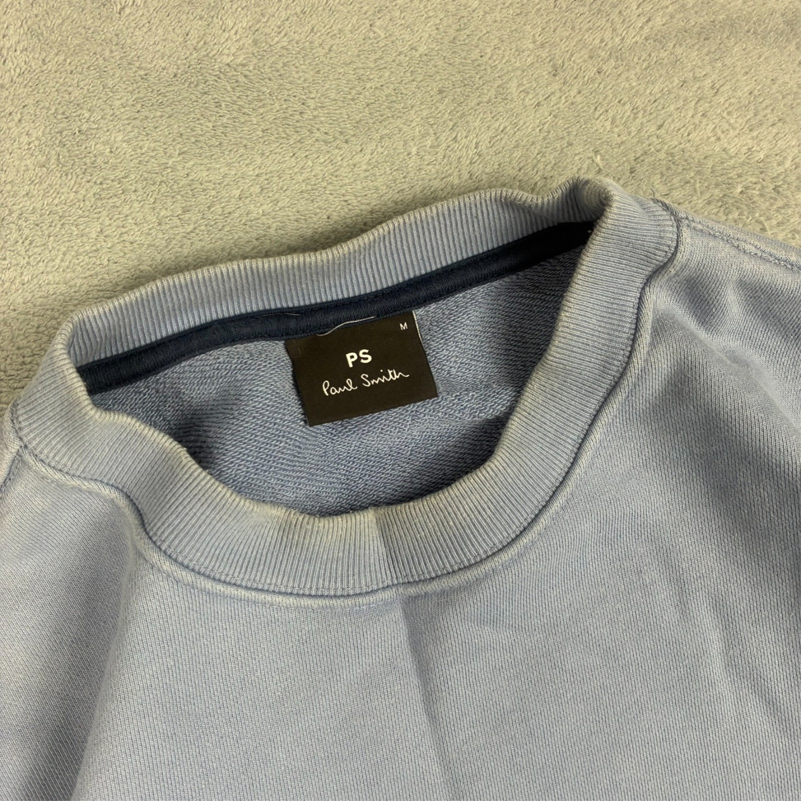 VTG PS Paul Smith Light Blue 100% Organic Cotton Size Medium Pullover Sweatshirt image 3