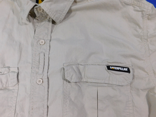 Caterpillar Cotton Vented Shirt Men's 2XL Short Sleeve Khaki Button Down CAT - Picture 5 of 11