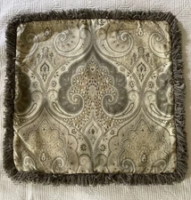 Pair Frontgate Linen Paisley Euro Sham With Fringe Decorative Pillow Covers