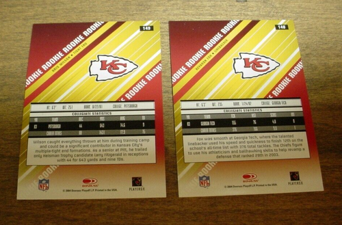 2 2004 Leaf Longevity Gold RC/99 KEYARON FOX + KRIS WILSON KANSAS CITY CHEFS - Imagen 2 de 2