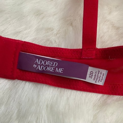Reggiseno donna Adored By Adore Me Contour taglia 32D rosso pizzo leggermente foderato ferretto - Foto 5 di 5