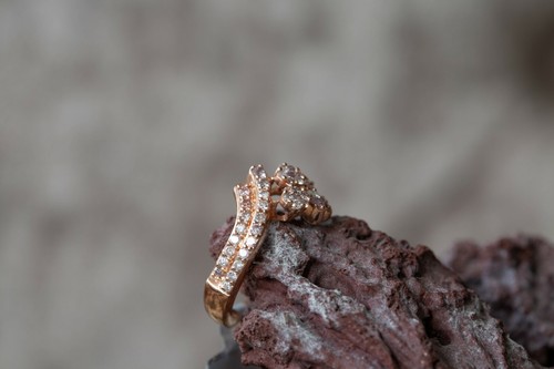 3/4ct Natural Pink Diamond Rose Gold Plated Sterling Silver Ring - Picture 2 of 16