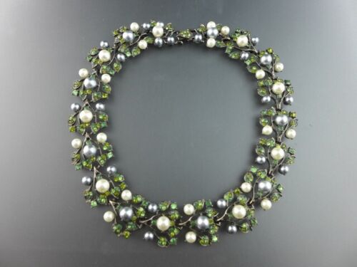 Kenneth Jay Lane KJL Multi Pearl Garland Emerald Necklace Bracelet Earrings Set - Picture 4 of 12
