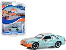 1989 FORD MUSTANG GT #718 LIGHT BLUE "GULF OIL" 1/64 DIECAST GREENLIGHT 41135 E
