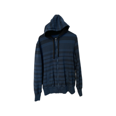 OP Mens XL Blue Striped Full Zip Hoodie Sweatshirt Pockets