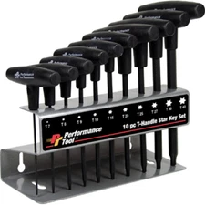 Performance Tool W80276 10 Pc T-Handle Star Wrench Set - 10 Piece