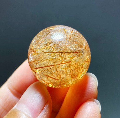 24,8 mm Natürlich Rot Kupfer Rutiliert Kristall Rund Perlen Kugel Heilung C440 - Bild 8 von 14