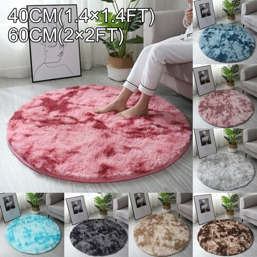 1X Circle Round Shaggy Rug Living Room Bedroom Carpet Floor Mat Anti