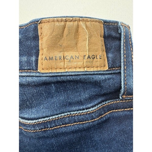 American Eagle Hi-Rise Shortie Denim Shorts Distressed Rips Frayed Hem Stretch - Picture 7 of 8