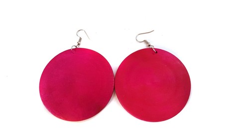 LARGE CIRCLE WOOD BOHEMIAN EARRINGS 2.25 INCH HOOP EARRINGS ASSORTED COLORS - Picture 10 of 17