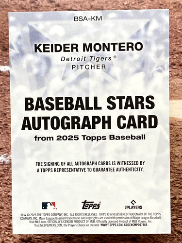 2025 Topps Baseball Stars Autograph Keider Montero #BSA-KM Detroit Tigers - Bild 2 von 2