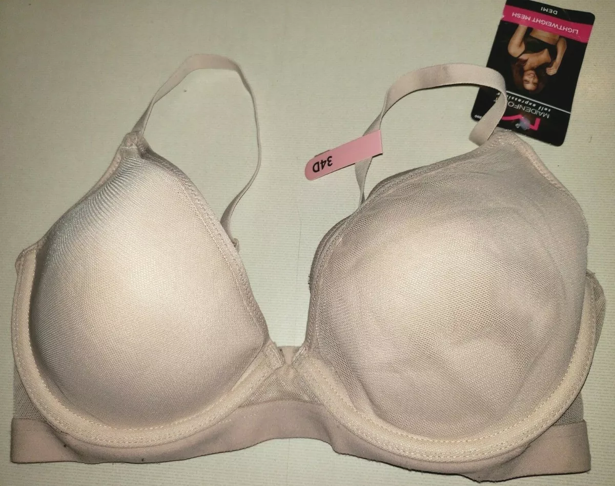 womens NEW NWT MAIDENFORM BRA size 34D 34 D UNDERWIRES tan demi