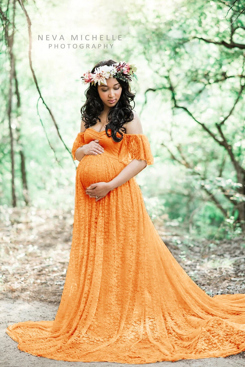 Yellow off hotsell shoulder maternity dress