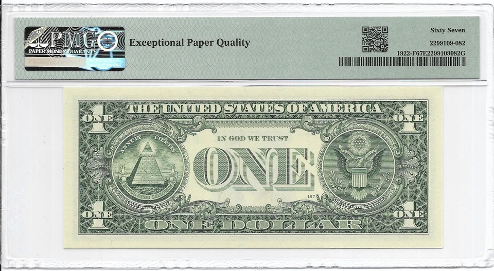 1995 $1 ATLANTA FRN. PMG Superb GEM Uncirculated 67 EPQ Scarcer F/P Blk FW Print - Image 2 of 2