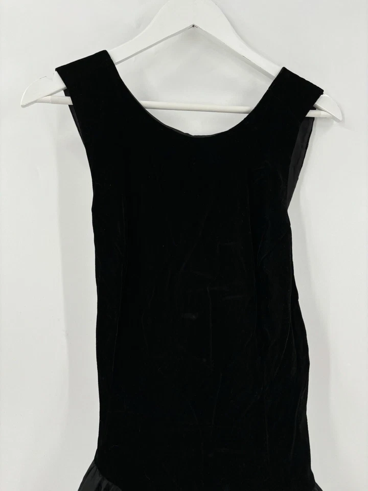 Vestido de noche floral de terciopelo negro grande Scott McClintock vintage para mujer Foto 2 de 4